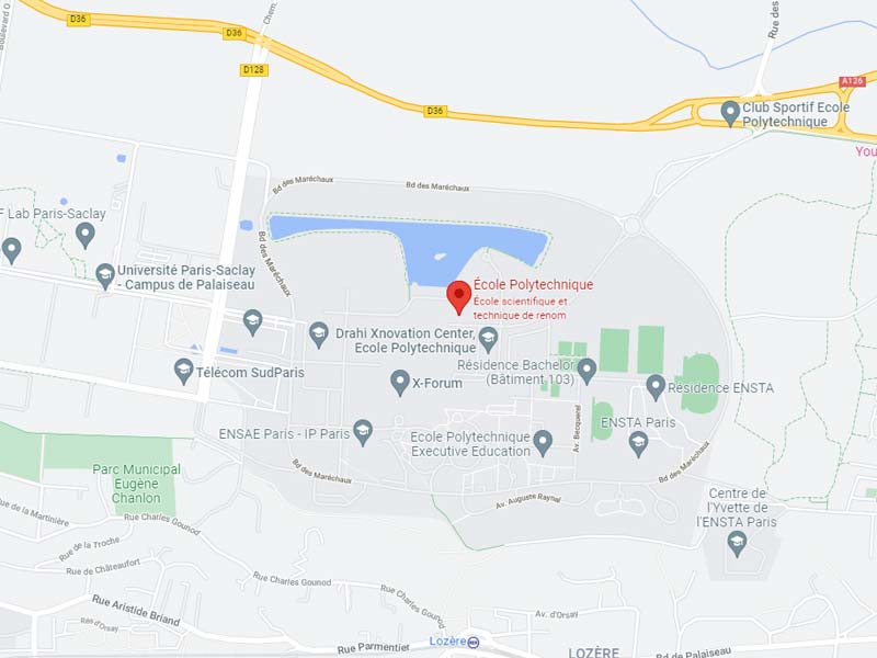 Plan Google Maps de l'Ecole Polytechnique - Palaiseau, France